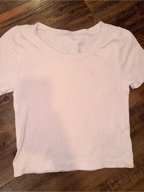 Candy Pink Ribbed Short Sleeve Tee